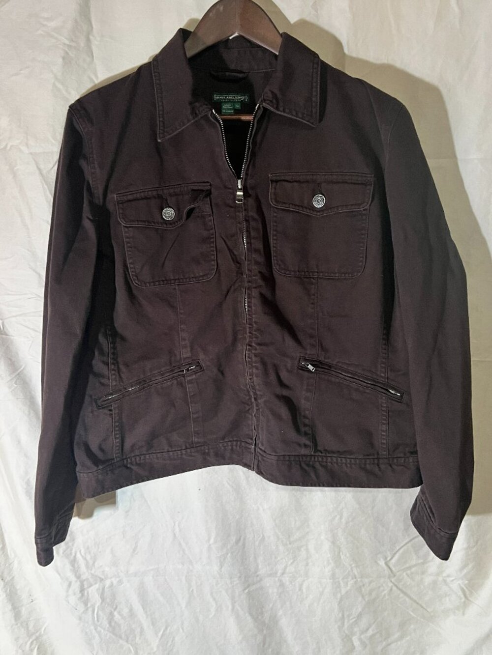 Lauren Jeans Company Ralph Lauren Women's Brown Cropped Jean Jacket Size XL Coat